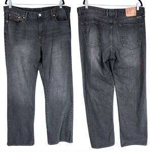 Lucky Brand Vintage Straight Leg Jeans 38 x 32 Men Black Rigid Denim 100% Cotton